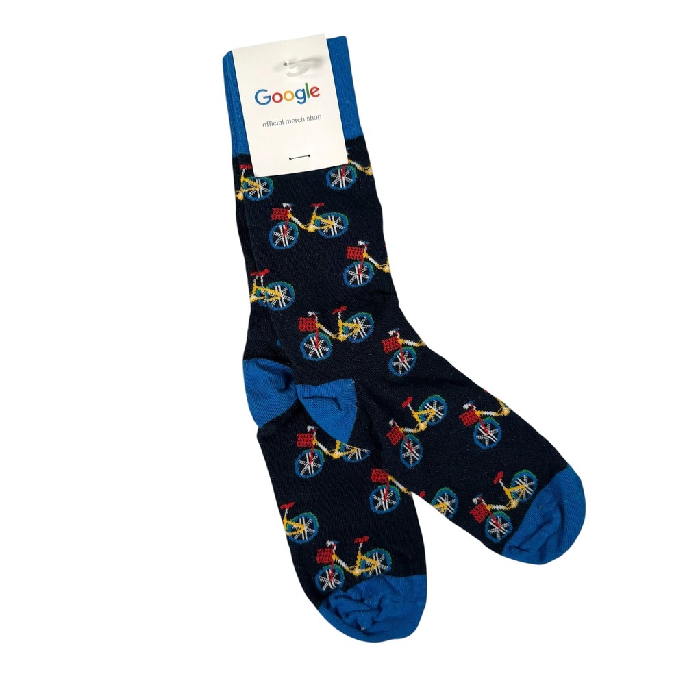 Google Official Merch Shop Bicycle Crew Socks Navy Blue Sock Club Made USA NEW